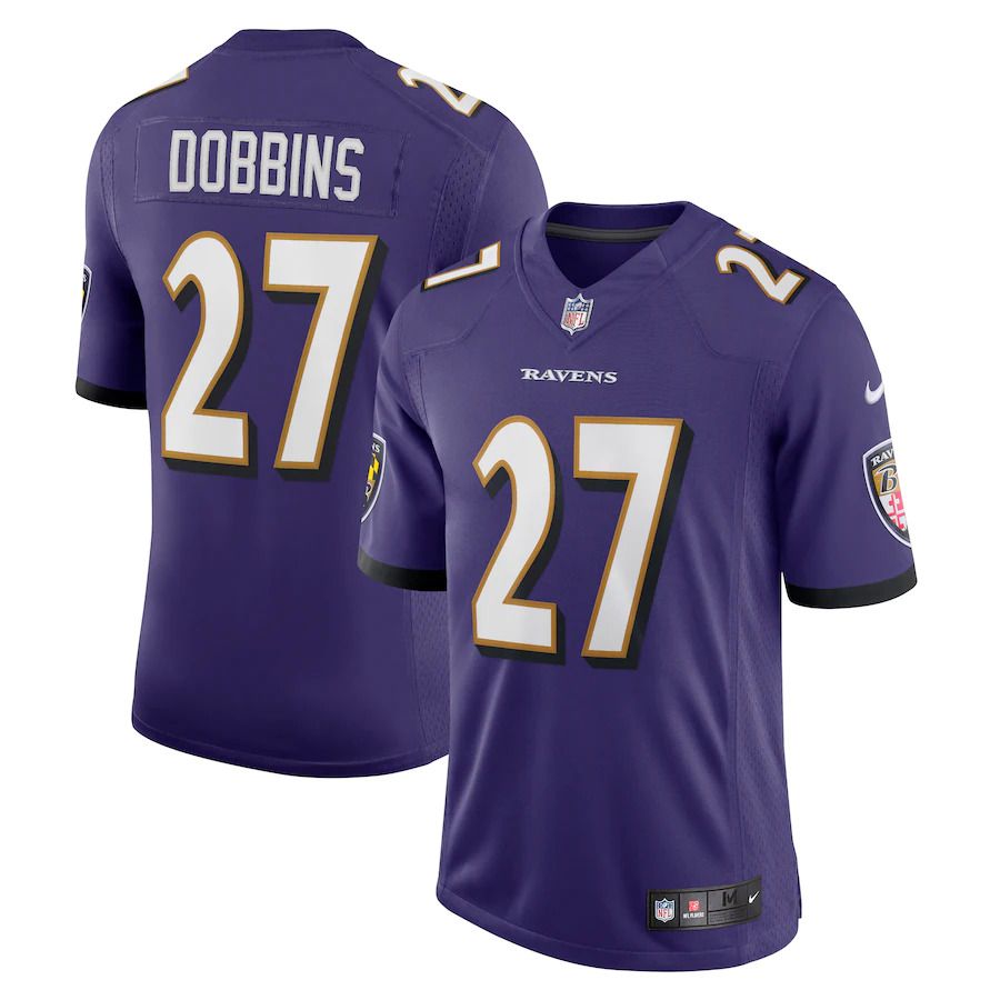 Men Baltimore Ravens 27 J.K. Dobbins Nike Purple Vapor Limited NFL Jersey